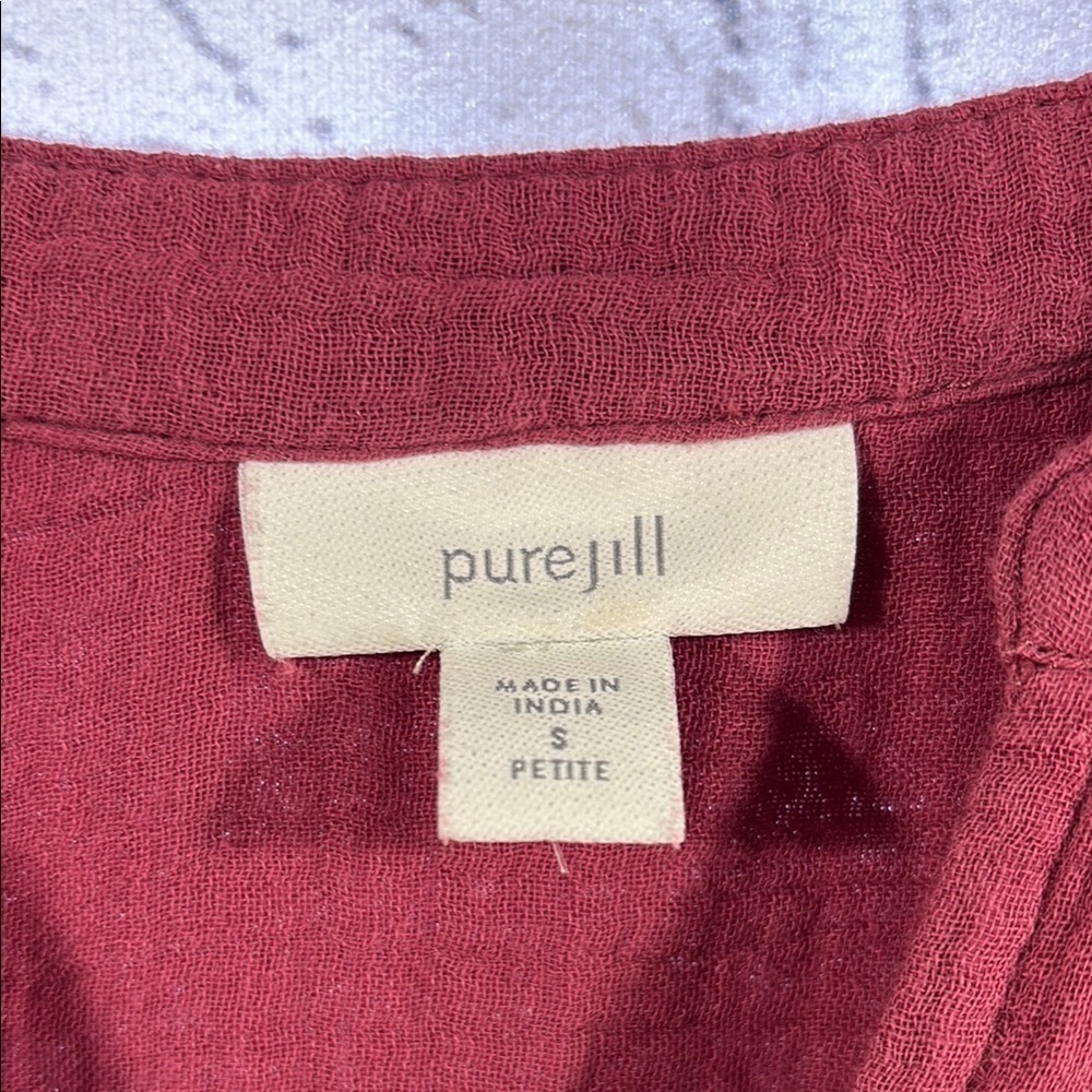 Pure Jill Dusty Rose Cotton V-Neck Dress Size Small - Picture 5 of 10